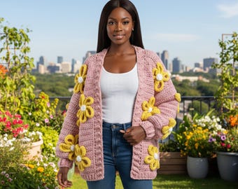 Best Crochet Flower Cardigan Pattern PDF – Best Daisy Jacket,  Granny Square Sweater Pattern, Women’s Crochet Cardigan Instant Download