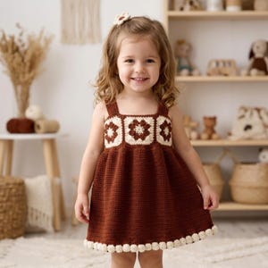 brown dress 18 months Amazing Warm Brown 1960s Handmade Smocked Dress