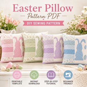 Patrón de costura para almohada, funda de cojín de patchwork, tutorial de apliques (descarga en PDF)
