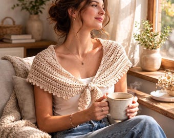 Patrón de chal de ganchillo para hombre, chal bohemio fácil, bolero ligero (descarga en PDF)