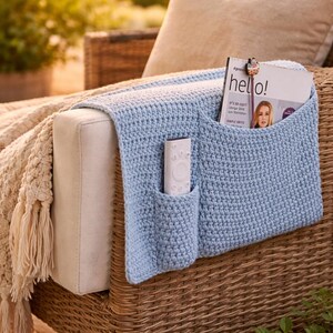 Crochet Armchair Organizer Pattern | Couch Side Storage Pouch (PDF Download)