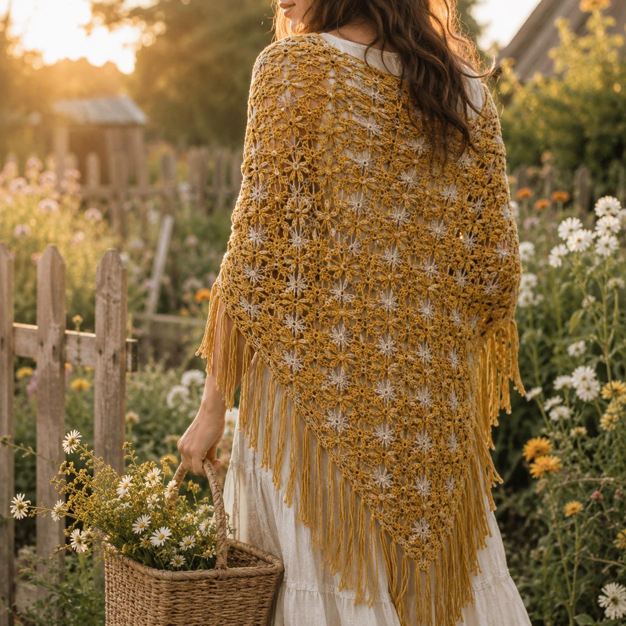 Crochet Triangle Shawl Pattern, Boho Lace Fringe Wrap Tutorial (PDF ...