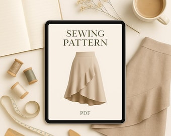 Ruffle Skirt Sewing Pattern | High-Low Asymmetrical Design (Digital Download)