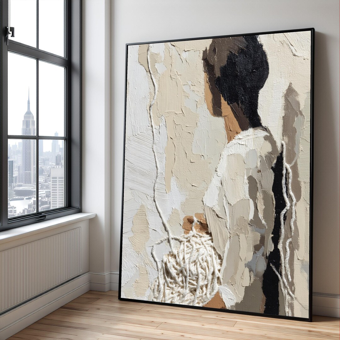 Neutral Toned Woman Portrait Canvas, Abstract Female Figure Wall Art ...