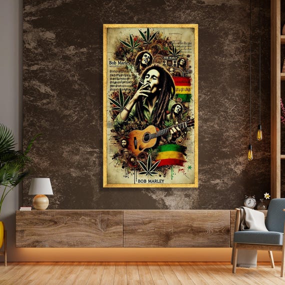 Bob Marley Reggae Legend Canvas, Iconic Musician Portrait, Marley