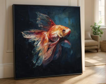 キャンバスまたはプリントのオリジナルアクリル絵画、水槽、青緑、水中