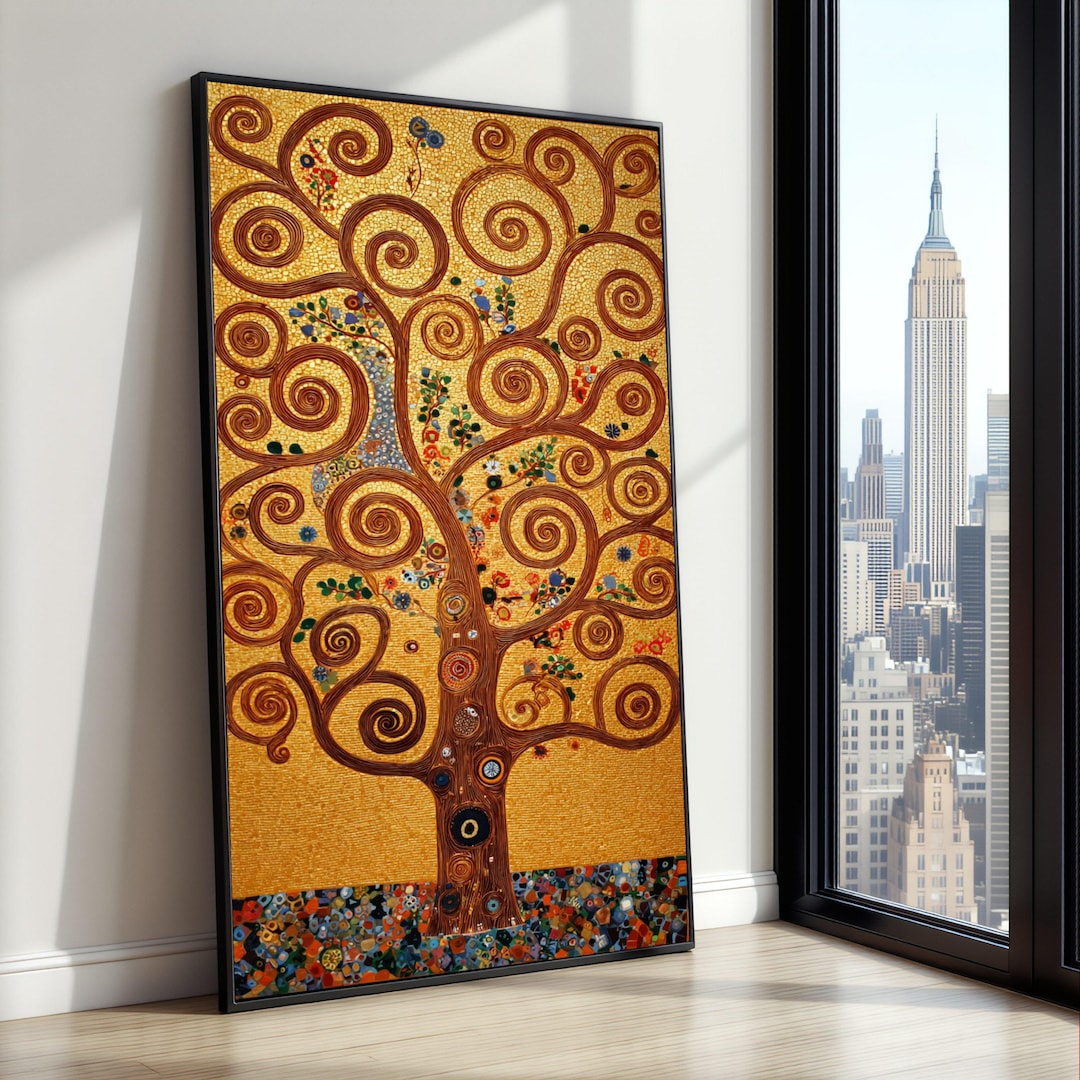 Gustav Klimt Tree of Life Canvas, Gold Mosaic Abstract Painting ...