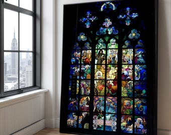 Alphonse Mucha Stained Glass Canvas Print, Art Nouveau Home Decor