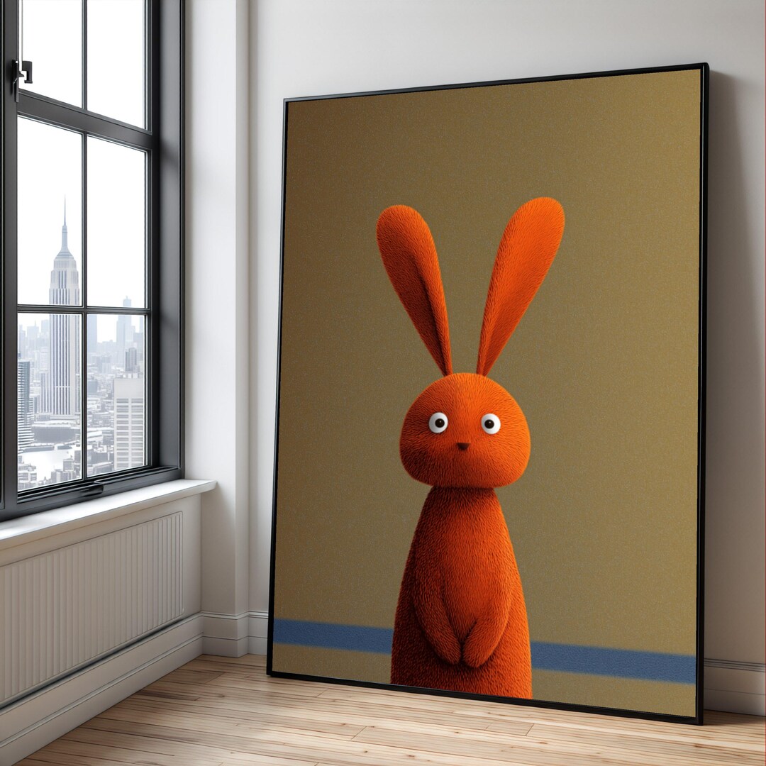 Orange Bunny Canvas Print, Whimsical Nursery Wall Art - Etsy