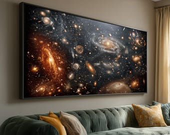 Lienzo de galaxia cósmica, arte mural del espacio estrellado, lámina de constelaciones del universo, decoración del espacio exterior.