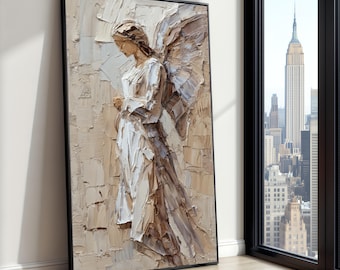 Artd Angel Canvas Wall Art, Neutral Tones Spiritual Painting