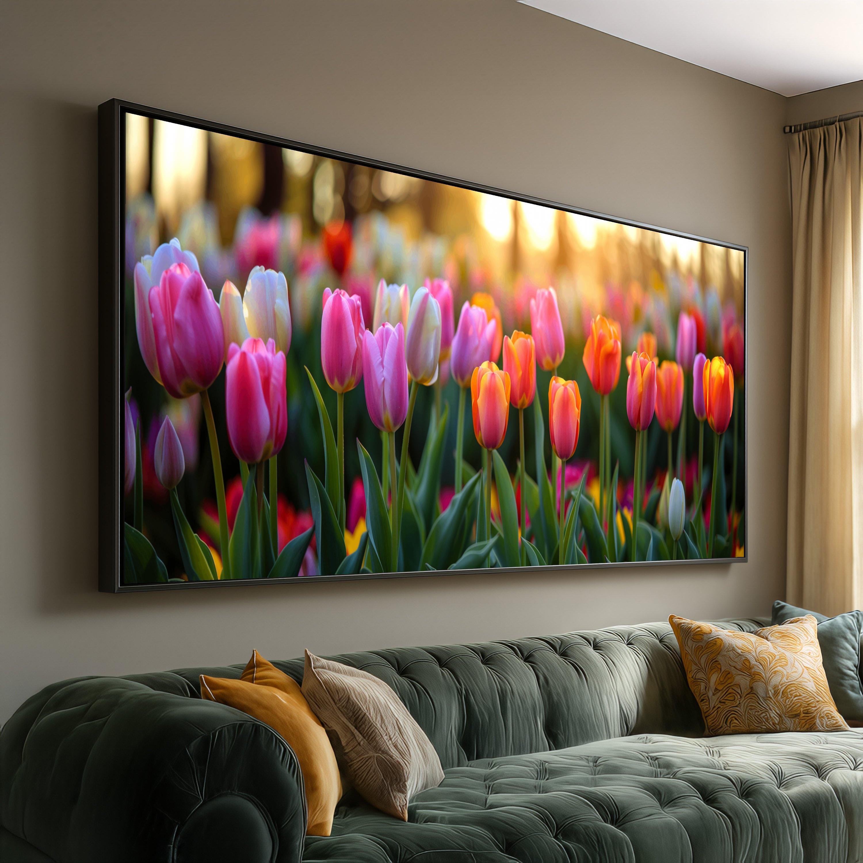 Vibrant Tulip Field Canvas, Ready to Hang Floral Wall Art - Etsy