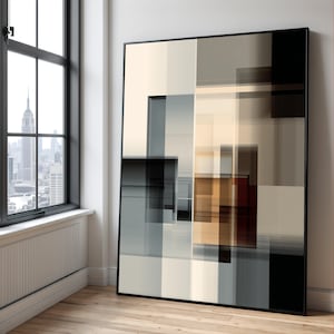 Abstract Geometric Canvas Wall Art, Neutral Tones, Contemporary Home Decor (Ready to Hang)