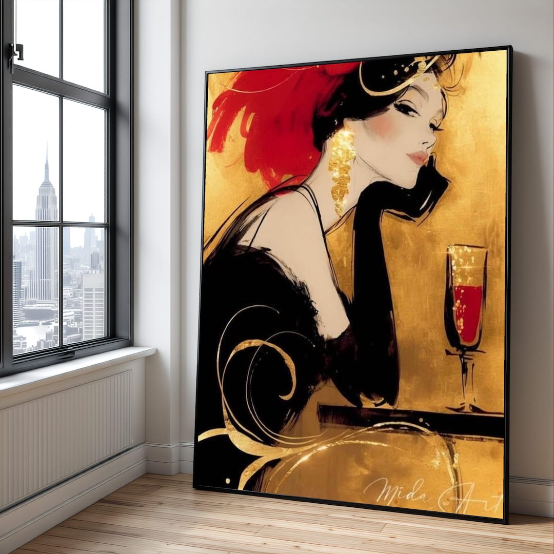 Elegant Woman With Red Hat Canvas Print, Glamorous Art Deco Portrait - Etsy