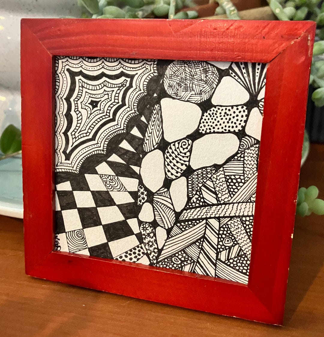 Tangled | Original Framed Pen & Ink Illustration | 3x3" Mini - Etsy