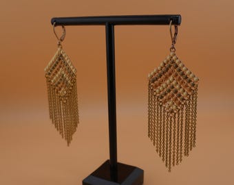 Vintage Joan Rivers Gold Tone Mesh Fringe Drop Earrings