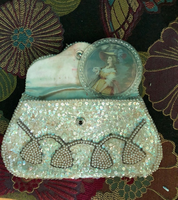1950s Dormar sequined evening clutch with glass p… - image 5