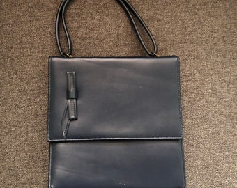 1950s dark blue handbag with tailored bow