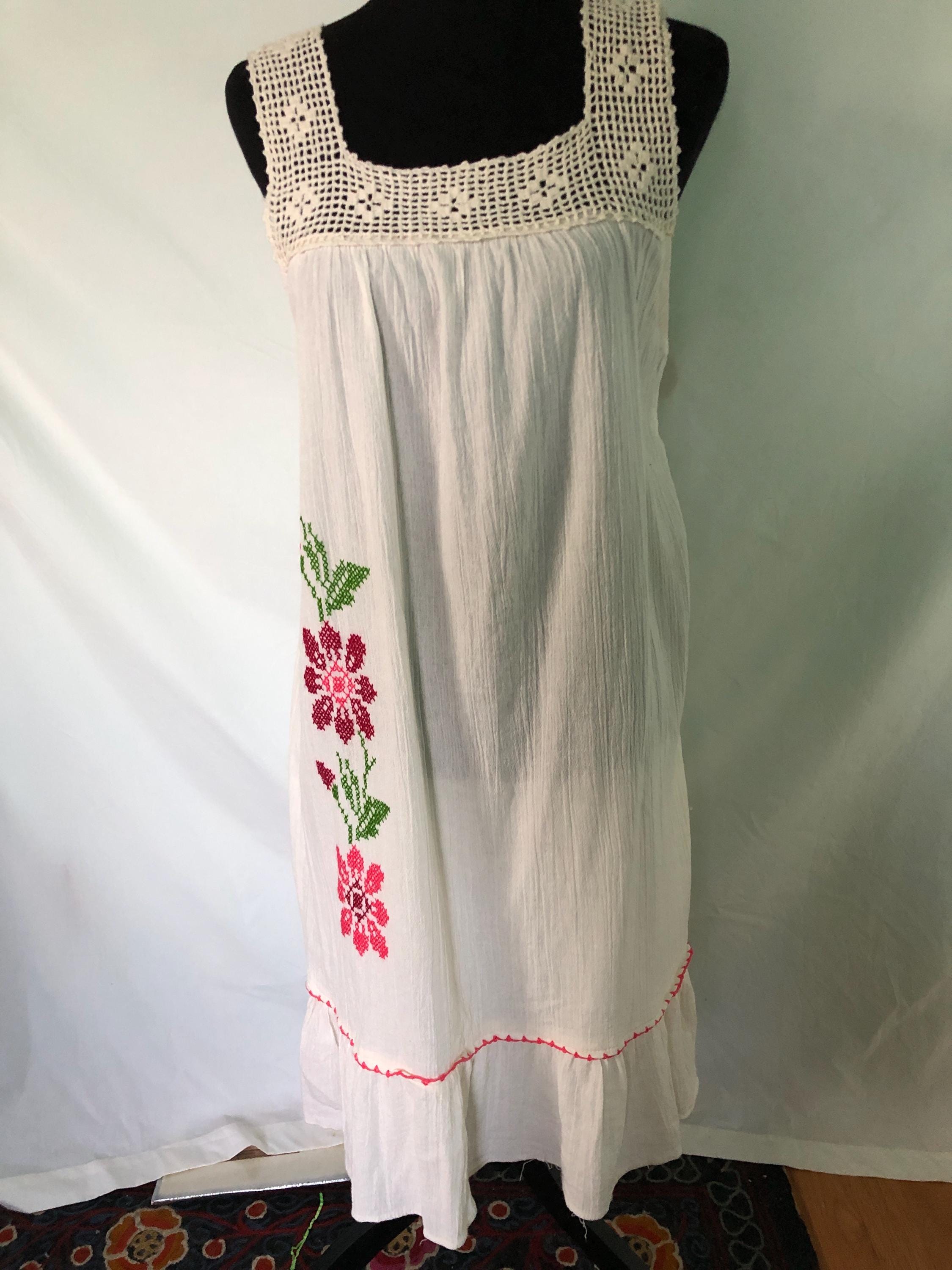 White Gauze Dress With Embroidery - Etsy White Gauze Dress With Embroidery - Etsy