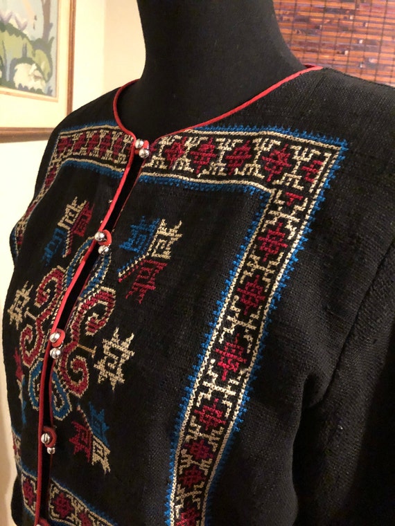 Black wool embroidered jacket - image 6