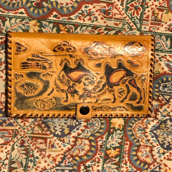 Leather camel design clutch wallet