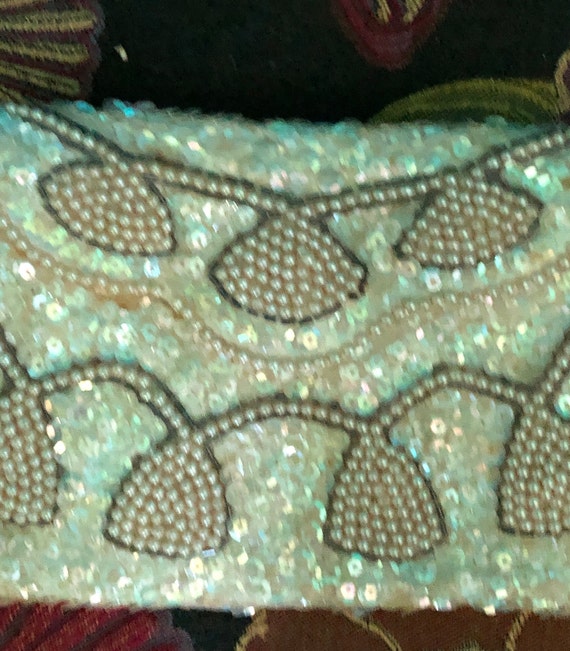 1950s Dormar sequined evening clutch with glass p… - image 2