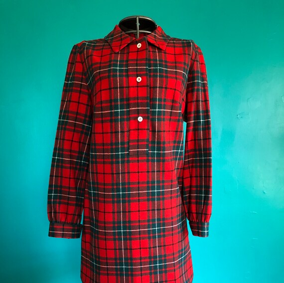 1980s Pendleton wool plaid shirtdress