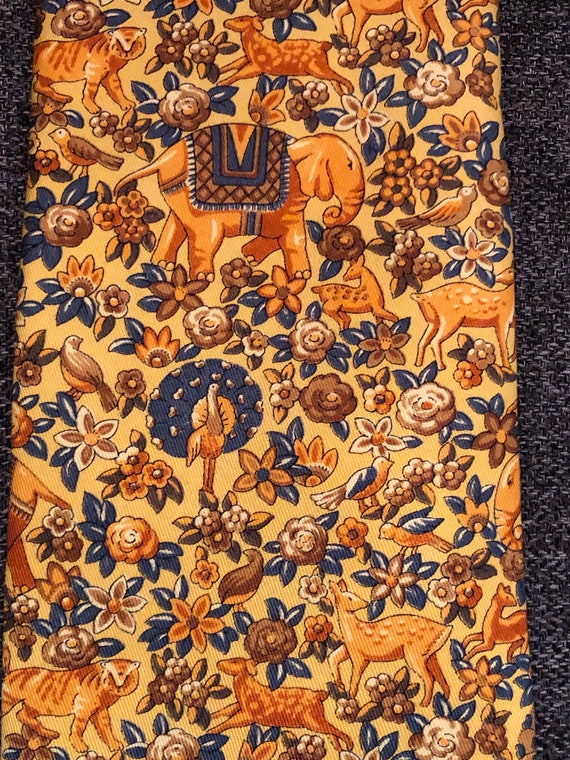 Liberty of London yellow silk animal print tie - image 2