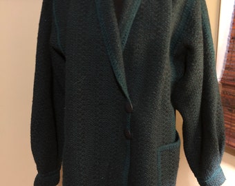 1990s dark green handwoven wool jacket