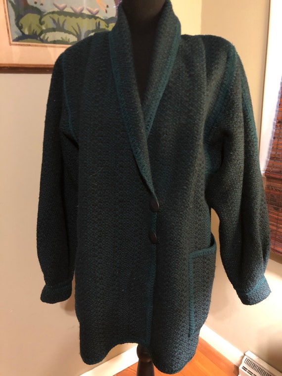 1990s dark green handwoven wool jacket