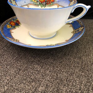 1930s Paragon fine English bone china  cup and saucer with blue floral pattern