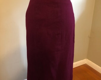 1960s burgundy wool straight skirt