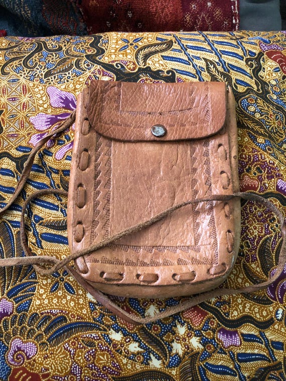 Small rectangular tooled leather crossbody bag - image 1