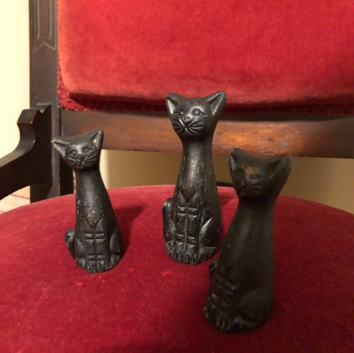 Trio of Black Cat Figurines Etsy