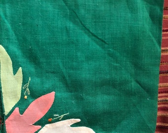 1930s green cotton applique hankie