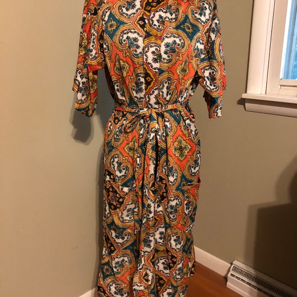 1960s colorful print kimono