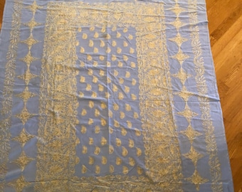 Pastel blue embroidered Pakistani tablecloth