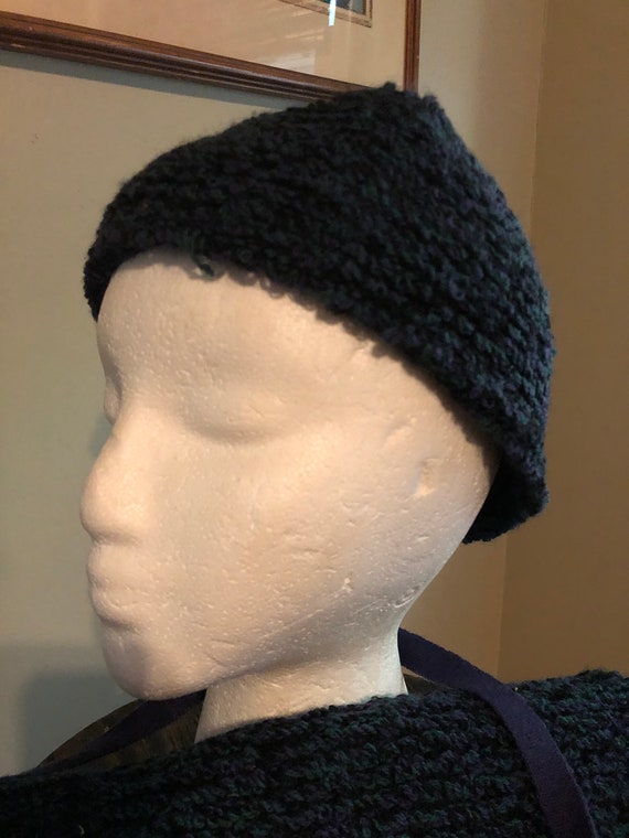 1960s deep colors boucle skull cap and matching m… - image 2