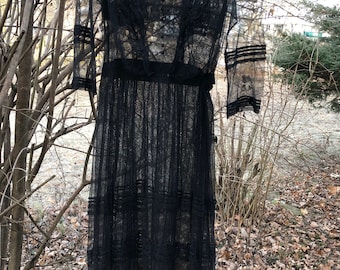 1910s black tulle dress