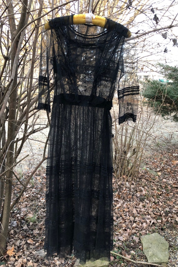 1910s black tulle dress