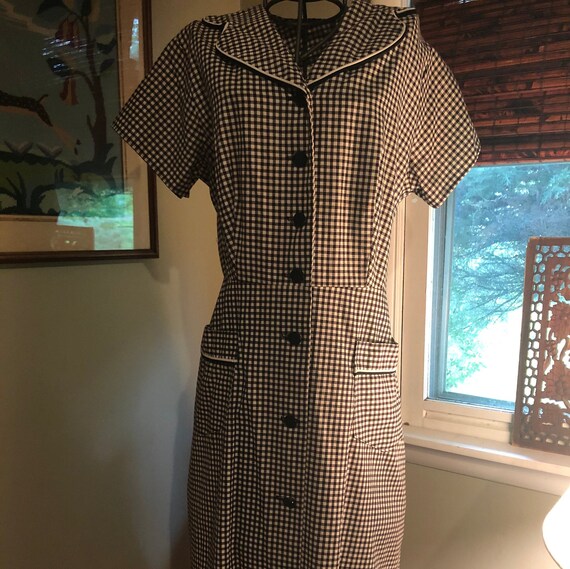 Late 1940s/early 1950s cotton black and white ging