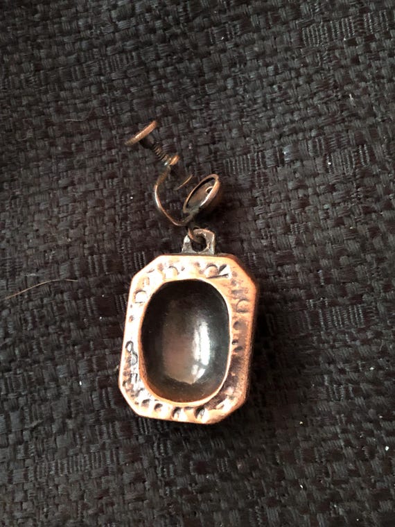 1950s heavy rectangular copper screw back earrings - image 3