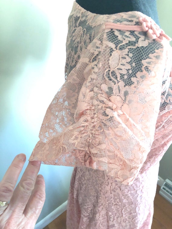 Late 1940s/early 1950s pink rose lace dress with … - image 5