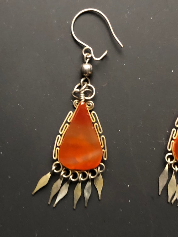 Peruvian orange stone earrings - image 2