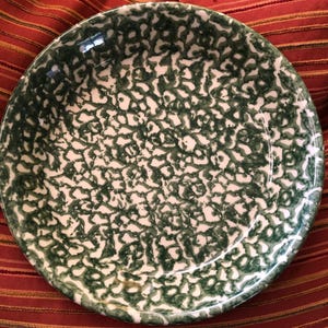 Vintage Roseville Ohio Gerald E Henn green sponge ware bowl