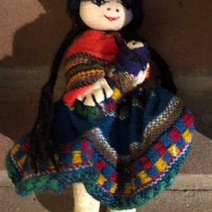 Small Peruvian mama and baby rag doll