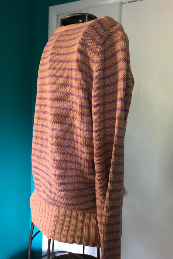 1970s tan and lilac striped pullover sweater - image 6