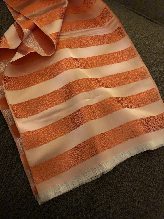 French Peaches and cream stripe scarf