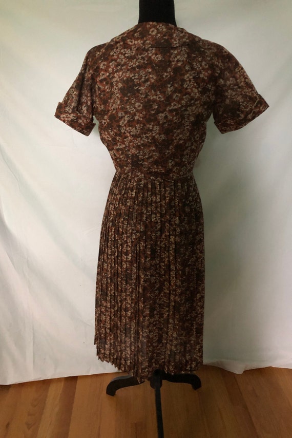 1950s brown floral print sun dress and jacket ens… - image 5