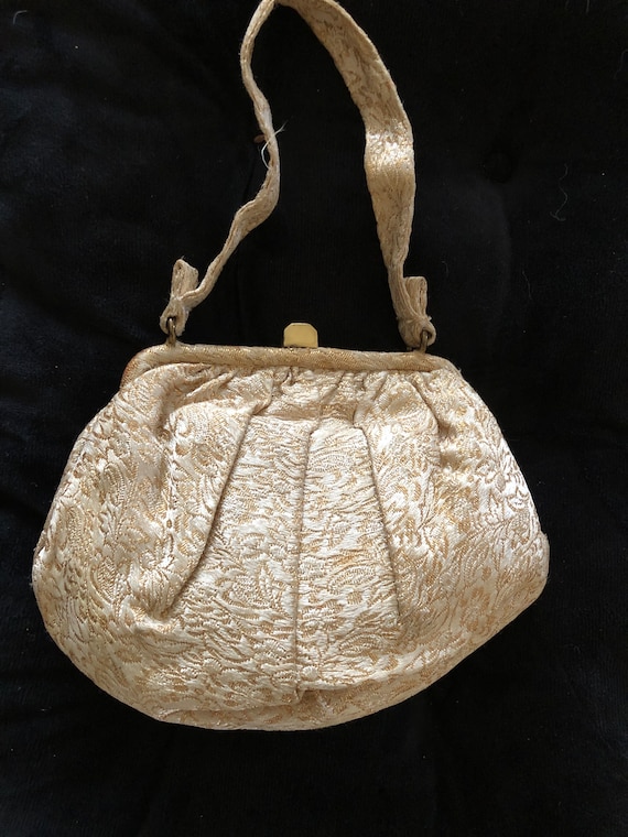 1940s gold brocade evening bag